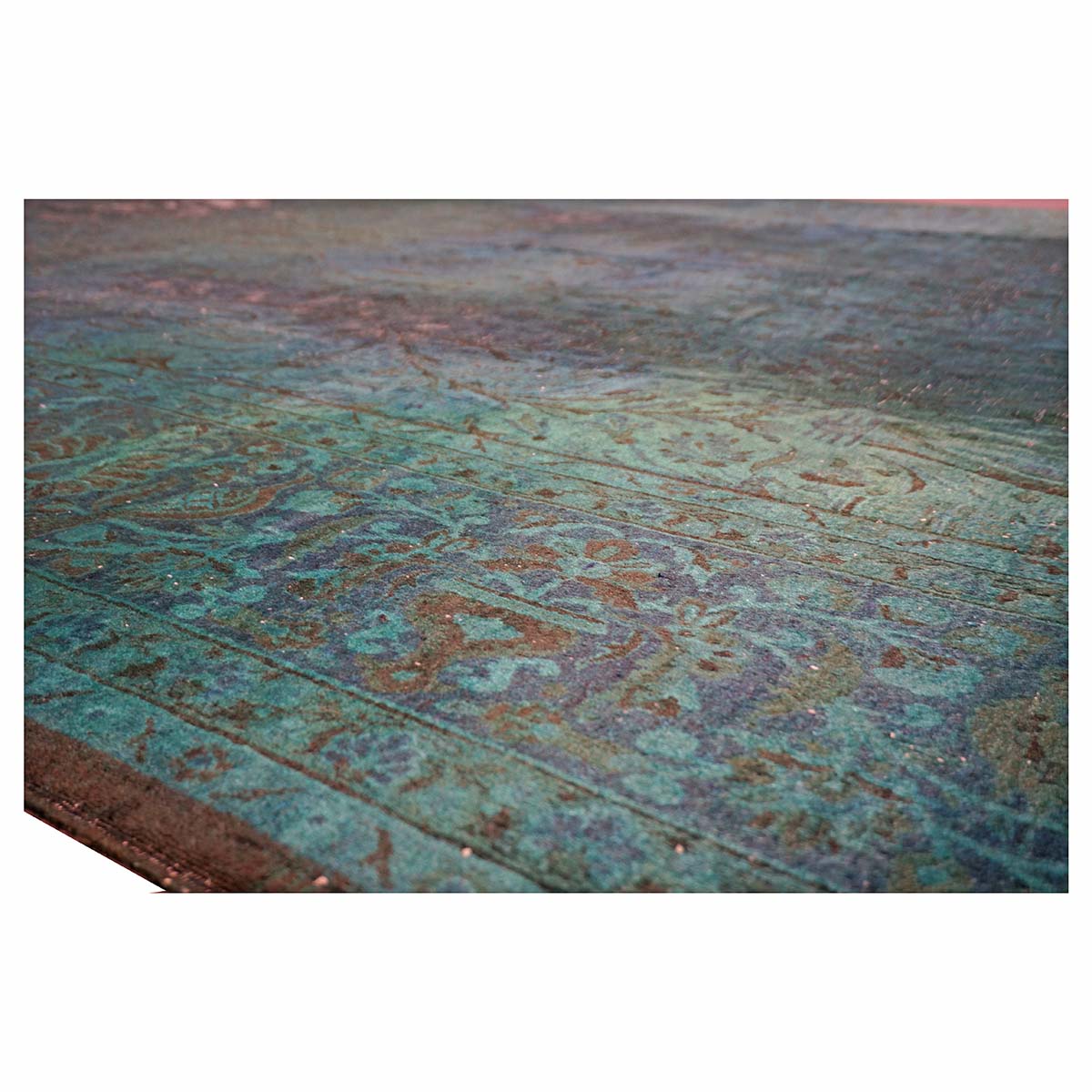 Antique Persian Overdye Wool 10x14 Teal & Ivory Handmade Area Rug #9901225
