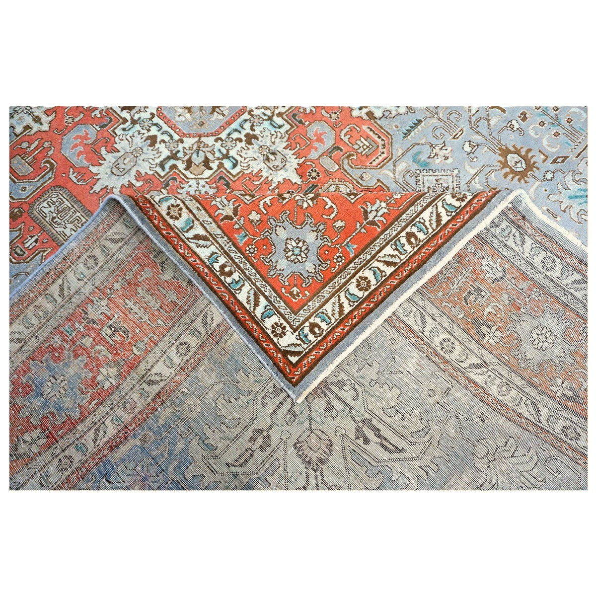 Antique Persian Tabriz Wool 10X13 Grey & Orange Handmade Area Rug #9901239