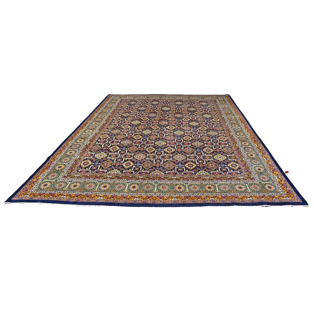 Antique Persian Tabriz Gobeh Wool 8x11 Navy, Yellow & Green Handmade Area Rug #9902032