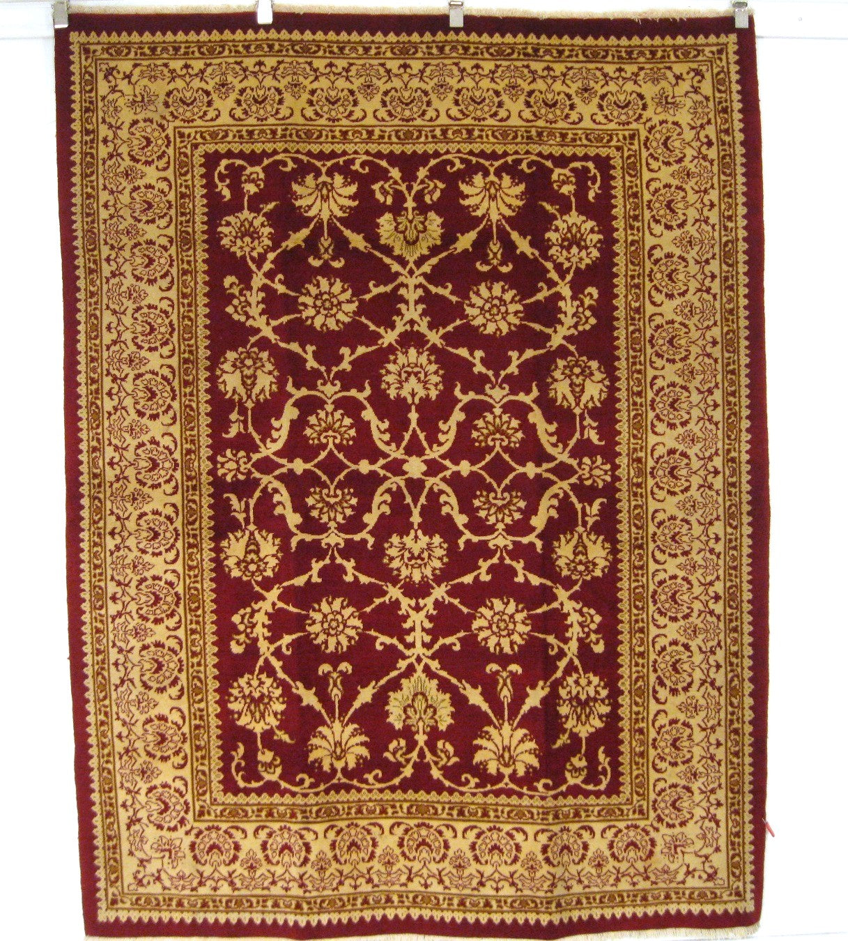 Persian Tabriz Wool 6X7 Red, Taupe & Ivory Handmade Area Rug #9902039