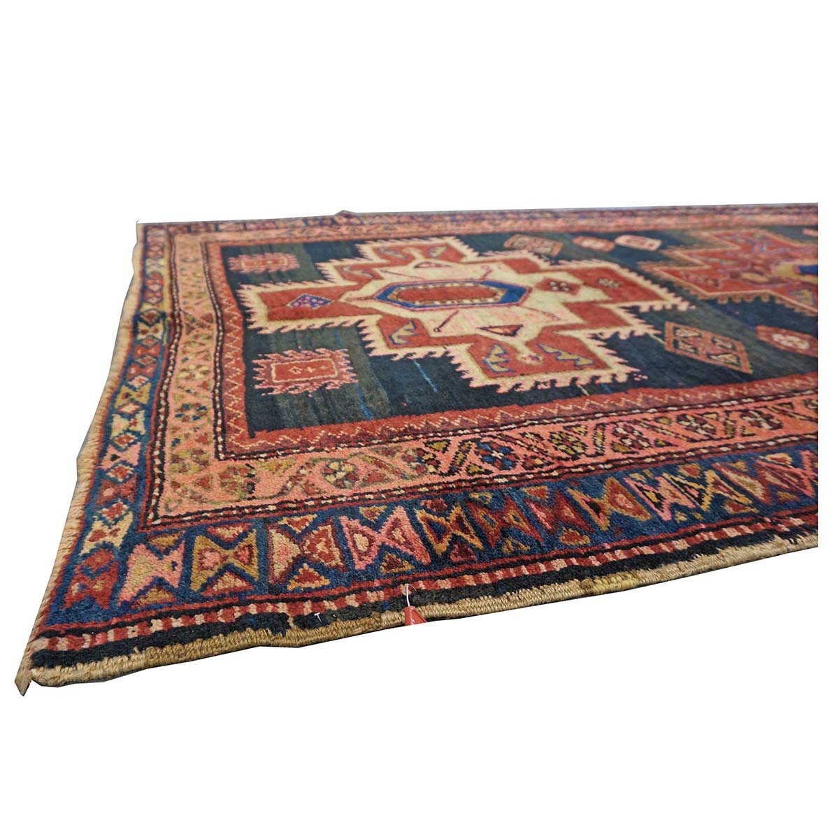 Antique Persian Meshkin Wool 4x13 Black & Red Handmade Gallery Rug #9902043