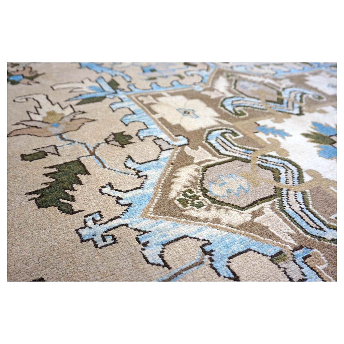Persian Serapi Wool 7x10 Taupe, Light Blue & Brown Handmade Area Rug #9902069