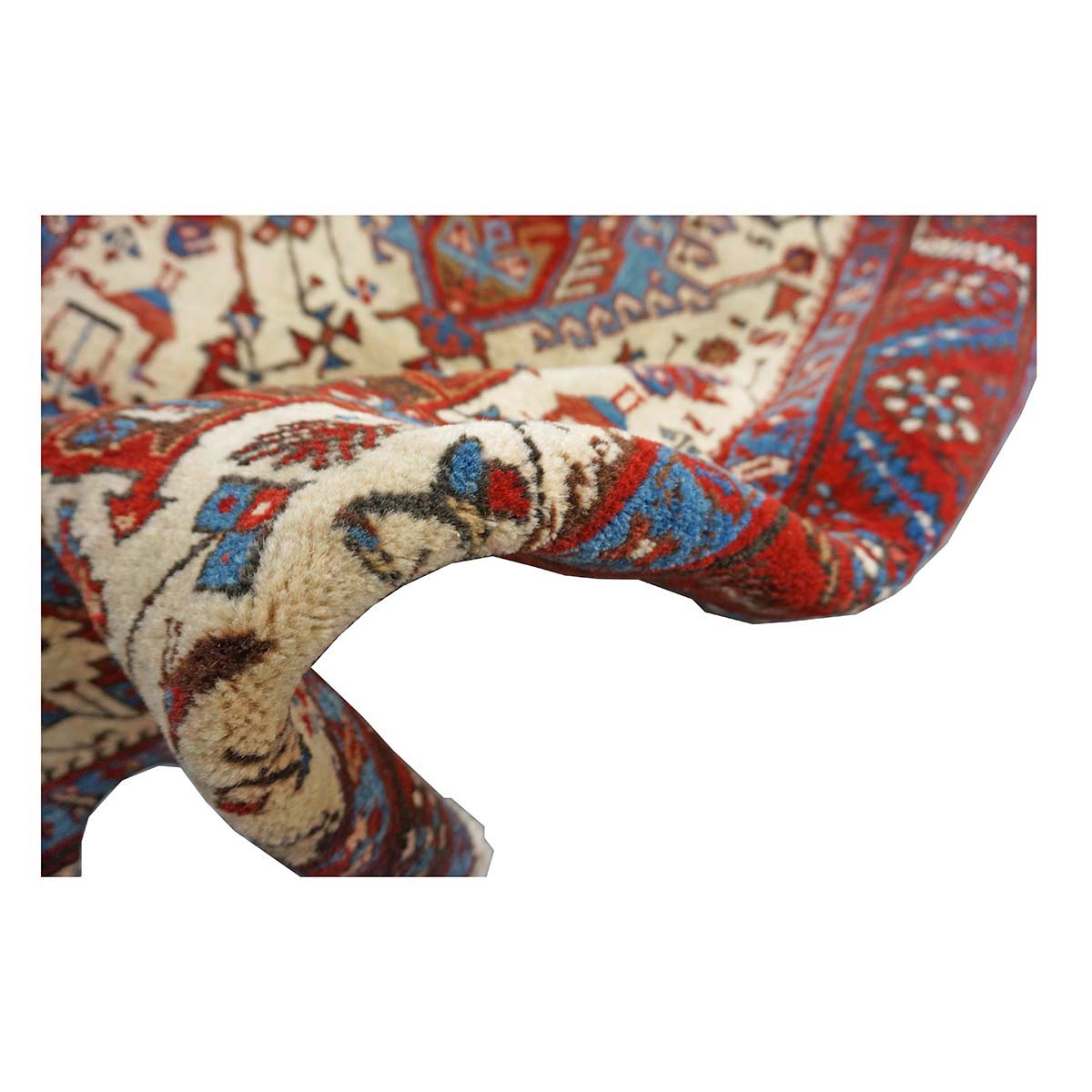 Persian Heriz Wool 3x15 Ivory, Red & Light Blue Handmade Runner Rug #9902071