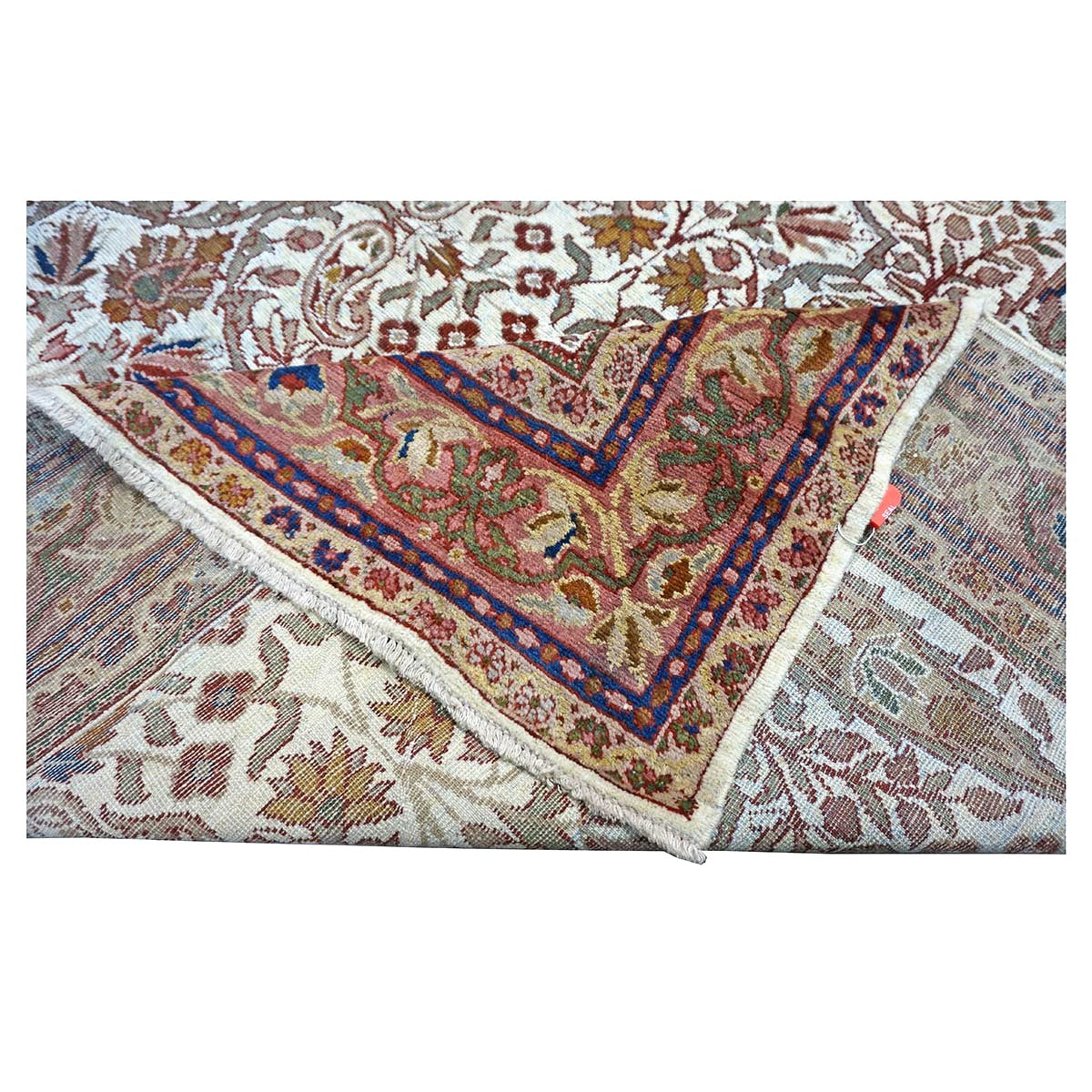 Antique Persian Farahan Wool 6x12 Ivory, Tan & Red Handmade Gallery Rug #9902080