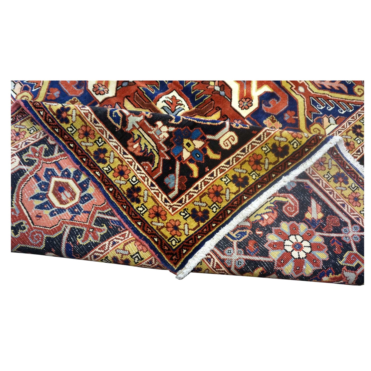 Vintage Persian Heriz Wool 13x20 Red, Orange & Black Handmade Oversized Area Rug #9902086