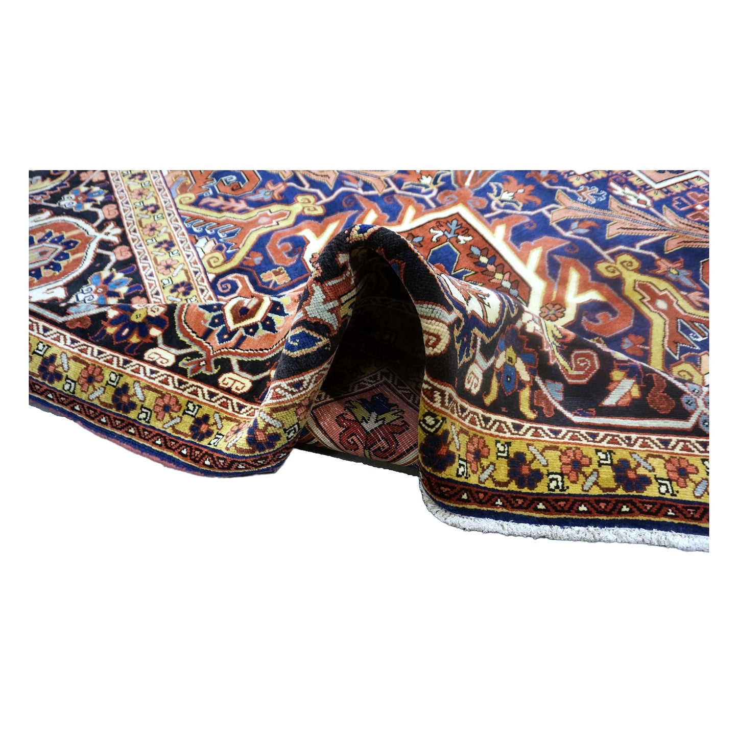 Vintage Persian Heriz Wool 13x20 Red, Orange & Black Handmade Oversized Area Rug #9902086