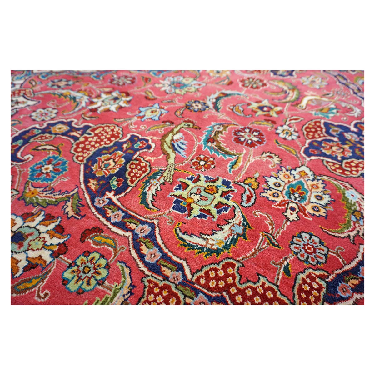 Antique Persian Tabriz Wool 8x12 Rose & Ivory Handmade Area Rug #9902101