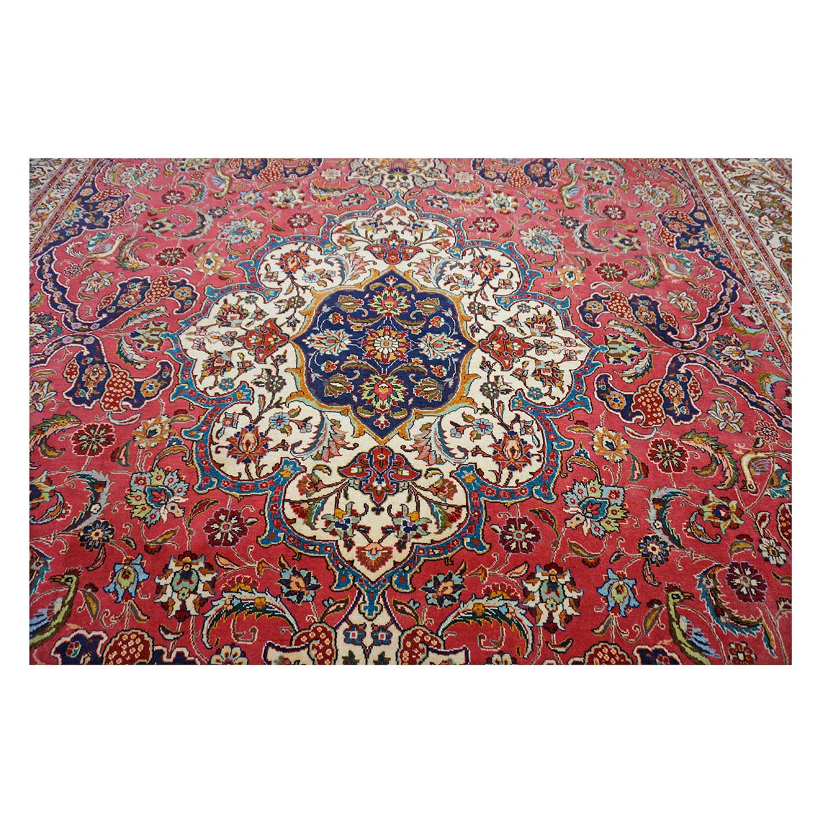 Antique Persian Tabriz Wool 8x12 Rose & Ivory Handmade Area Rug #9902101
