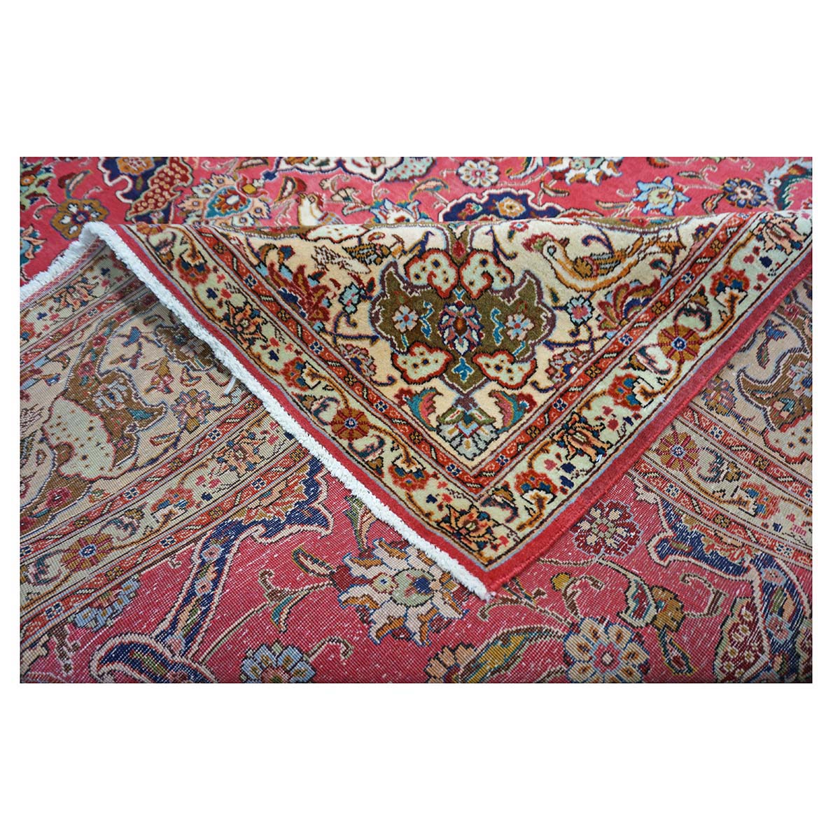 Antique Persian Tabriz Wool 8x12 Rose & Ivory Handmade Area Rug #9902101