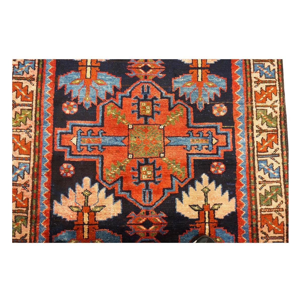 Persian Malayer Wool 3x10 Ivory, Blue & Orange Handmade Runner Rug #9902105