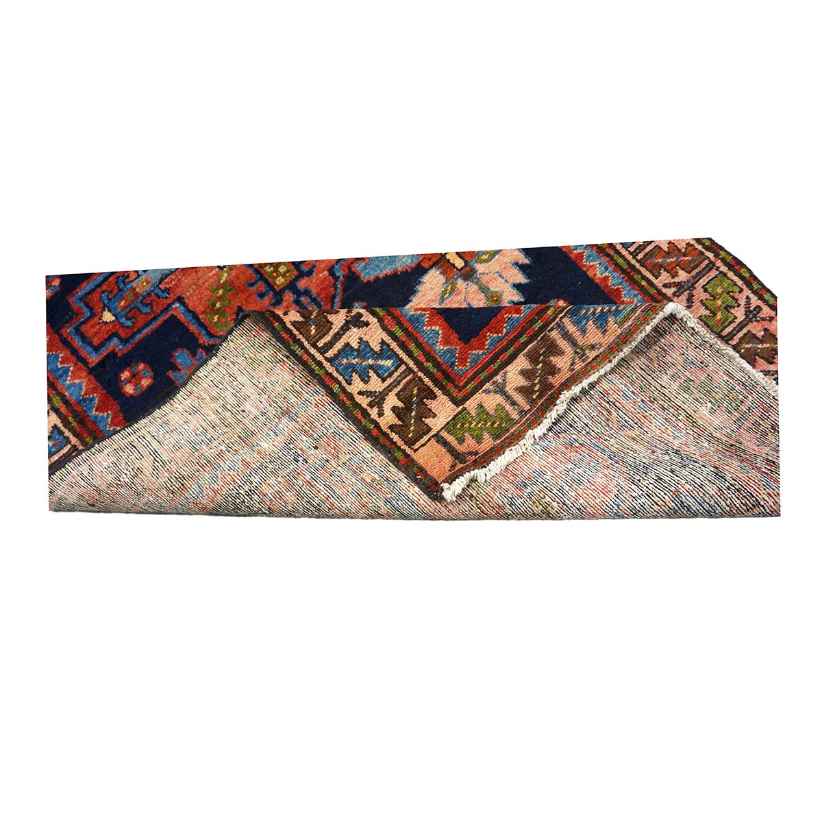 Persian Malayer Wool 3x10 Ivory, Blue & Orange Handmade Runner Rug #9902105