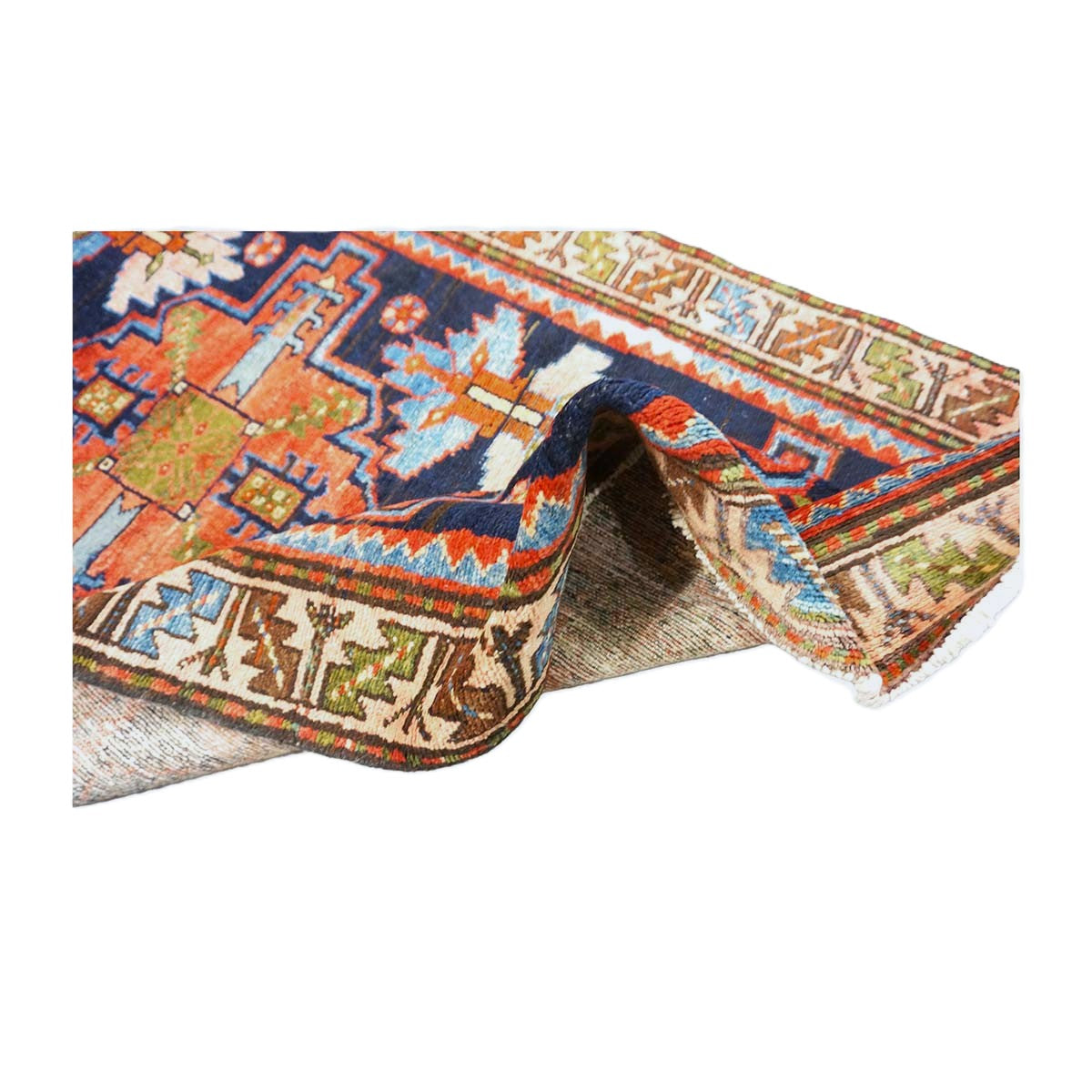 Persian Malayer Wool 3x10 Ivory, Blue & Orange Handmade Runner Rug #9902105