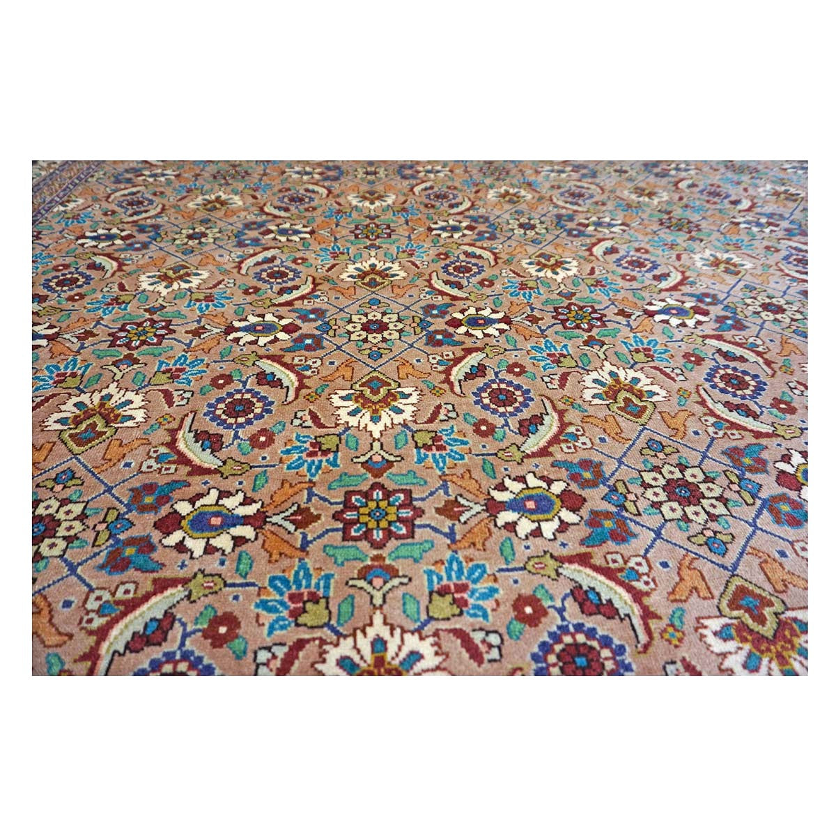 Antique Persian Tabriz Wool 7x9 Tan & Ivory Handmade Area Rug #9902154