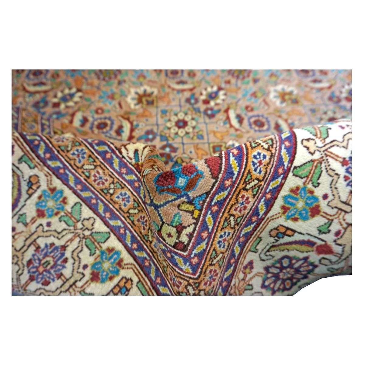 Antique Persian Tabriz Wool 7x9 Tan & Ivory Handmade Area Rug #9902154