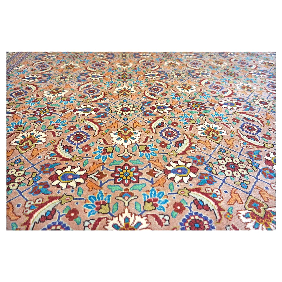 Antique Persian Tabriz Wool 7x9 Tan & Ivory Handmade Area Rug #9902154