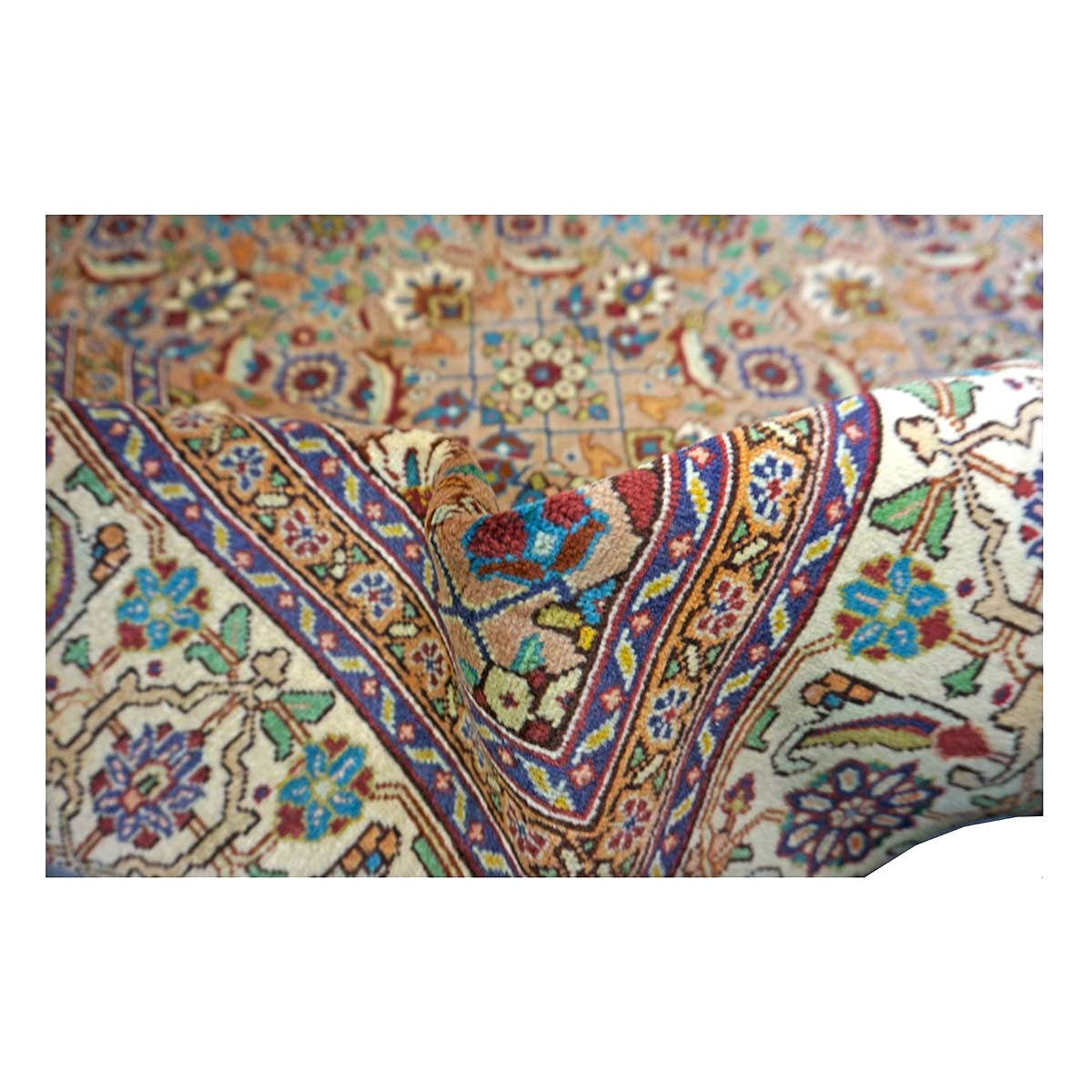 Antique Persian Tabriz Wool 7x9 Tan & Ivory Handmade Area Rug #9902154