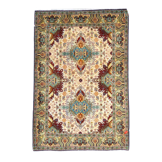 Antique Persian Tabriz Wool 3x5 Ivory, Burgundy & Green Handmade Area Rug #9902168