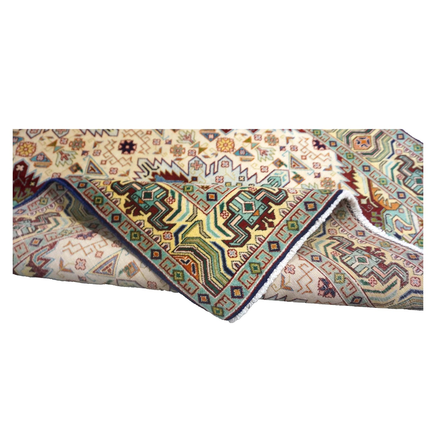 Antique Persian Tabriz Wool 3x5 Ivory, Burgundy & Green Handmade Area Rug #9902168