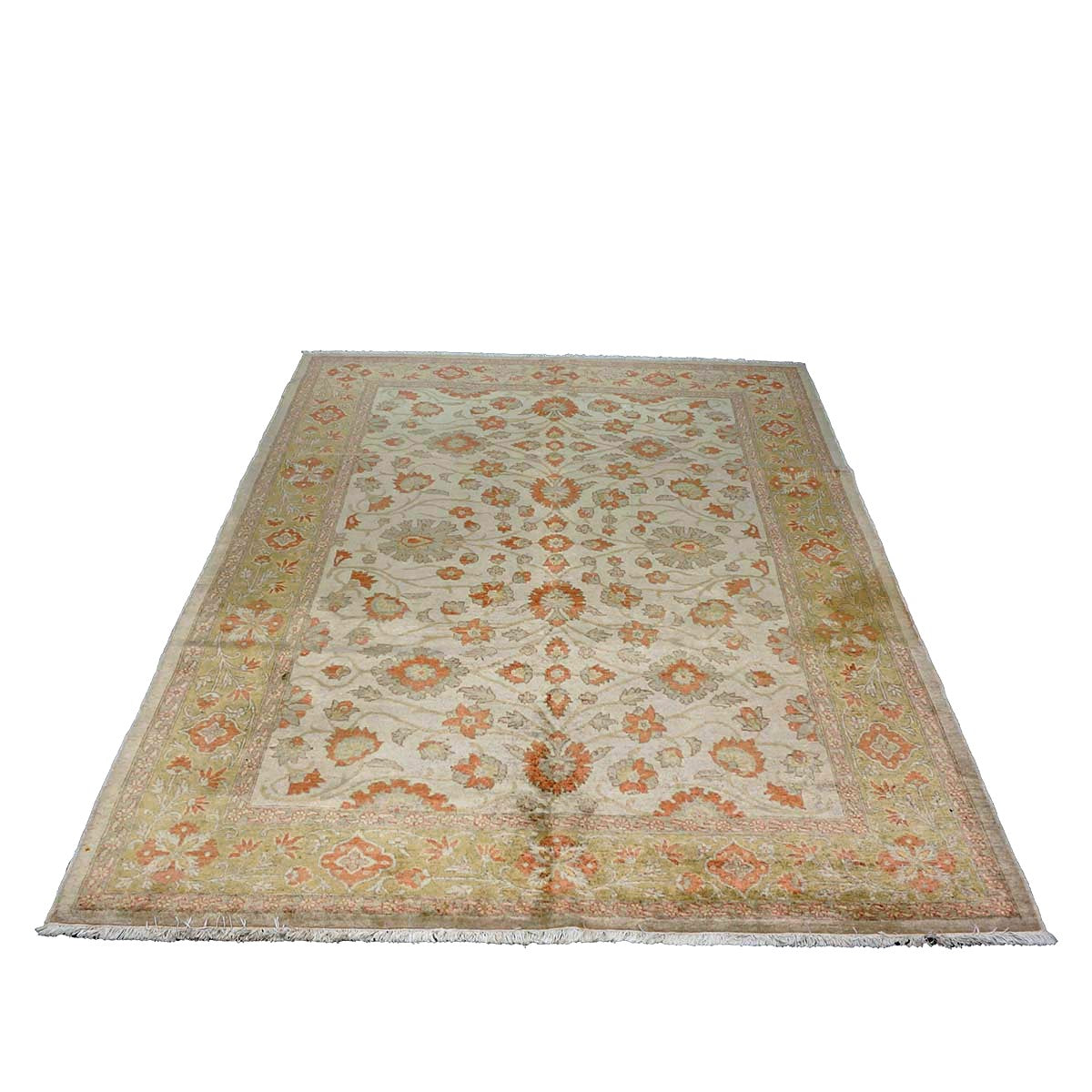 Persian Tabriz Haji Jalili Wool 6x8 Ivory, Orange & Camel Handmade Area Rug #9902200