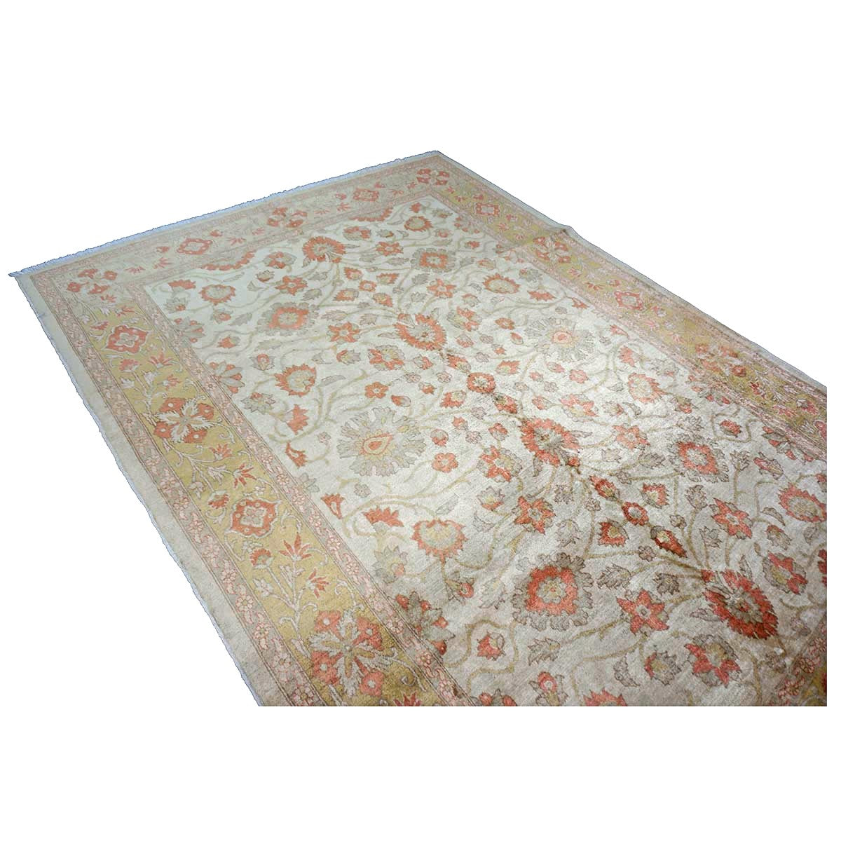 Persian Tabriz Haji Jalili Wool 6x8 Ivory, Orange & Camel Handmade Area Rug #9902200