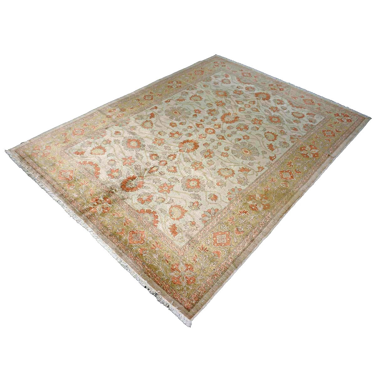 Persian Tabriz Haji Jalili Wool 6x8 Ivory, Orange & Camel Handmade Area Rug #9902200