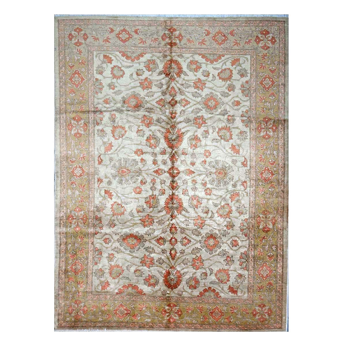Persian Tabriz Haji Jalili Wool 6x8 Ivory, Orange & Camel Handmade Area Rug #9902200
