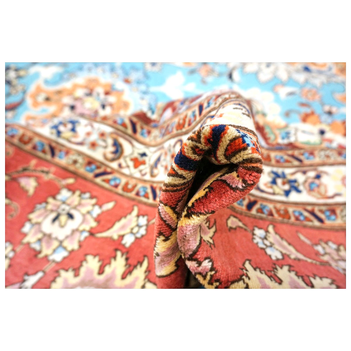 Antique Persian Tabriz Emad Wool 10x13 Light Blue & Red Handmade Area Rug #9902217