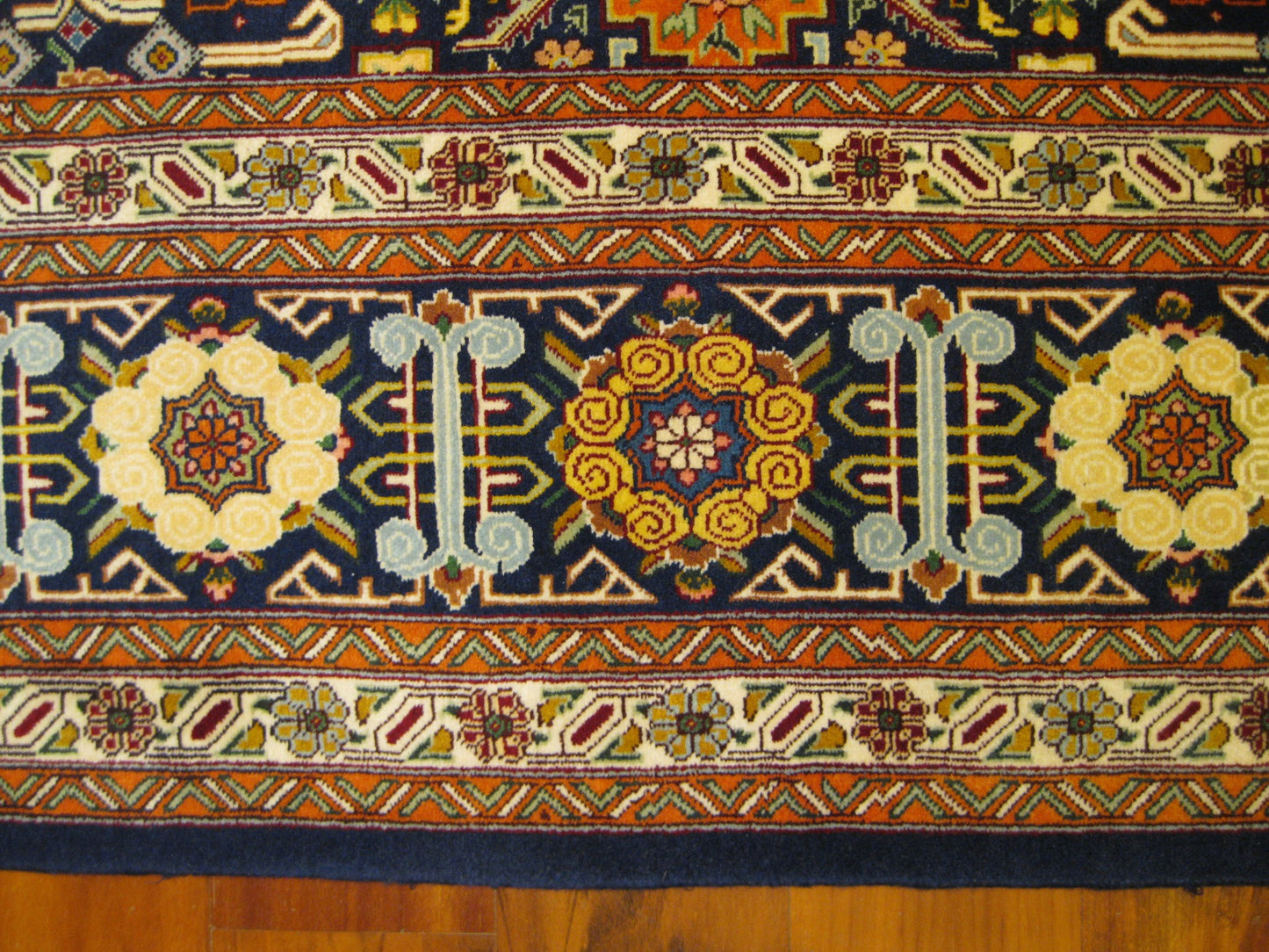 Antique Persian Tabriz Wool 10 x 12  Navy Blue, Yellow, Brown & Ivory Handmade Area Rug #9902234