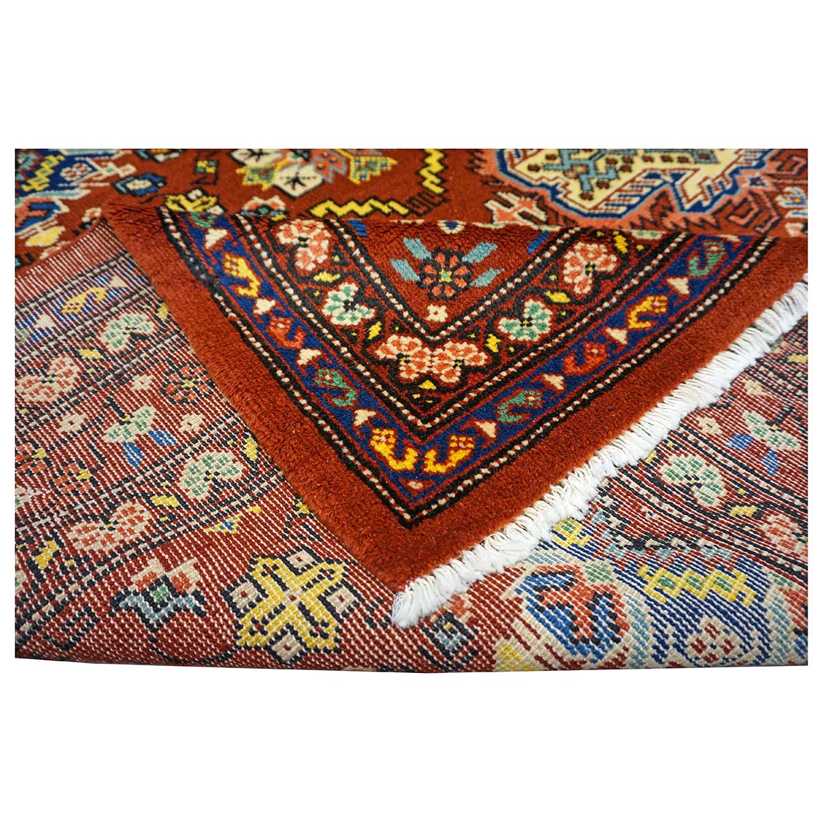 Antique Cacasiani Khotan Wool 7x10 Red & Ivory Handmade Area Rug #9902253