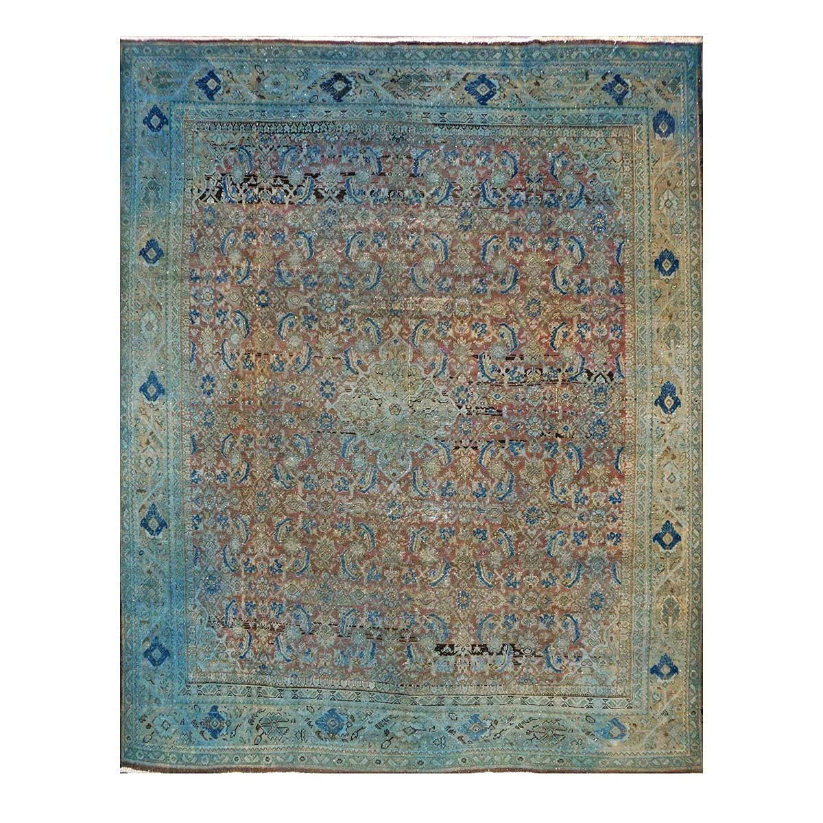 Persian Overdye Wool 10x13 Green & Blue Handmade Area Rug #9902263