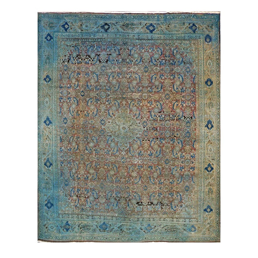 Persian Overdye Wool 10x13 Green & Blue Handmade Area Rug #9902263