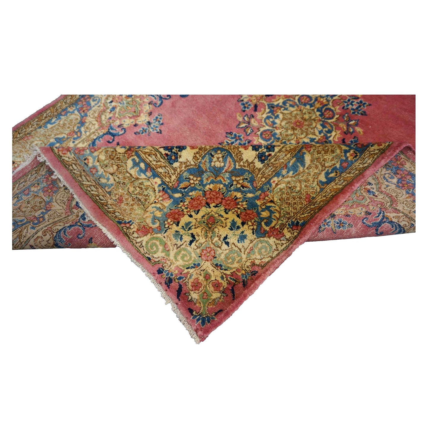 Antique Persian Kerman 4X6 Red, Blue & Ivory Handmade Area Rug #9902283