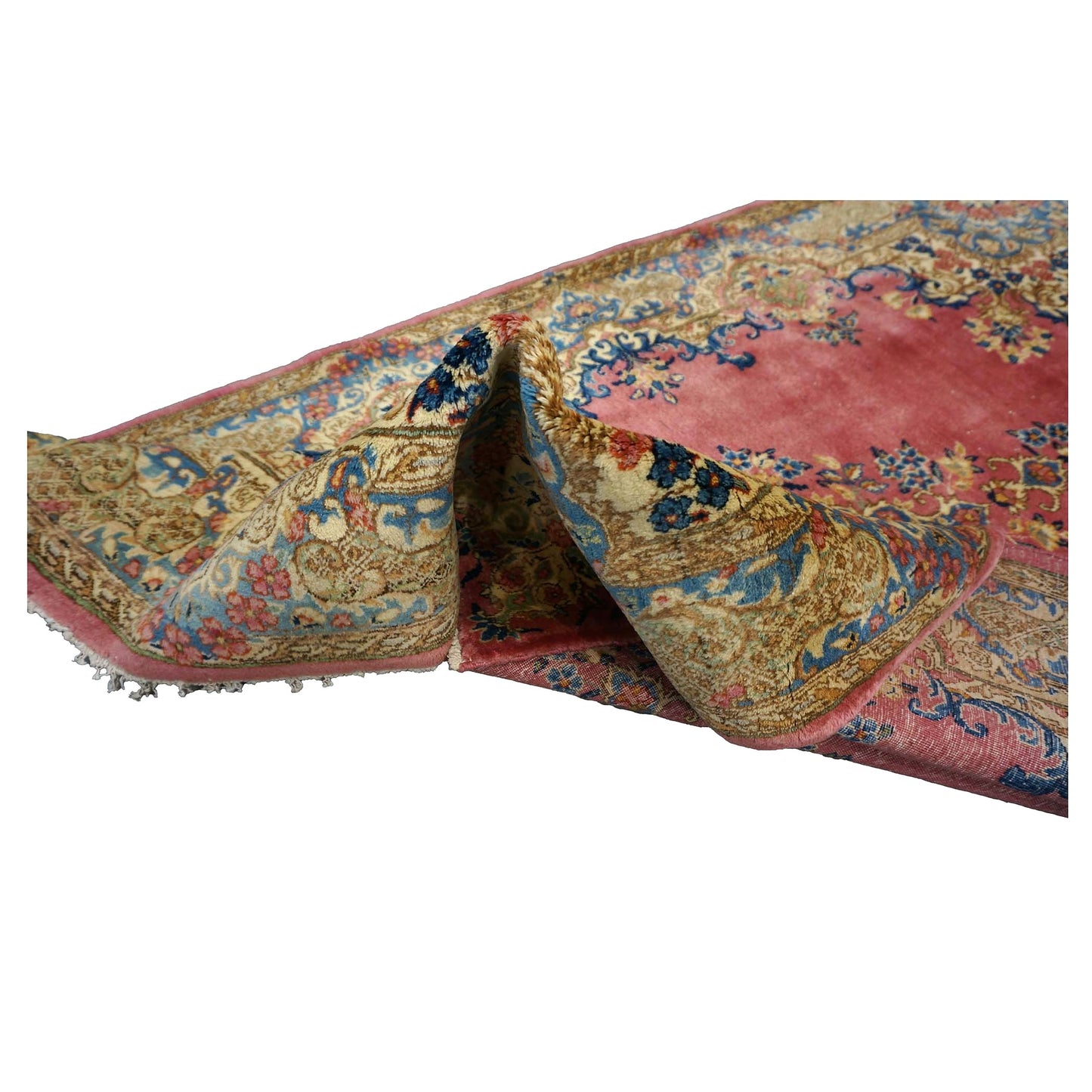 Antique Persian Kerman 4X6 Red, Blue & Ivory Handmade Area Rug #9902283