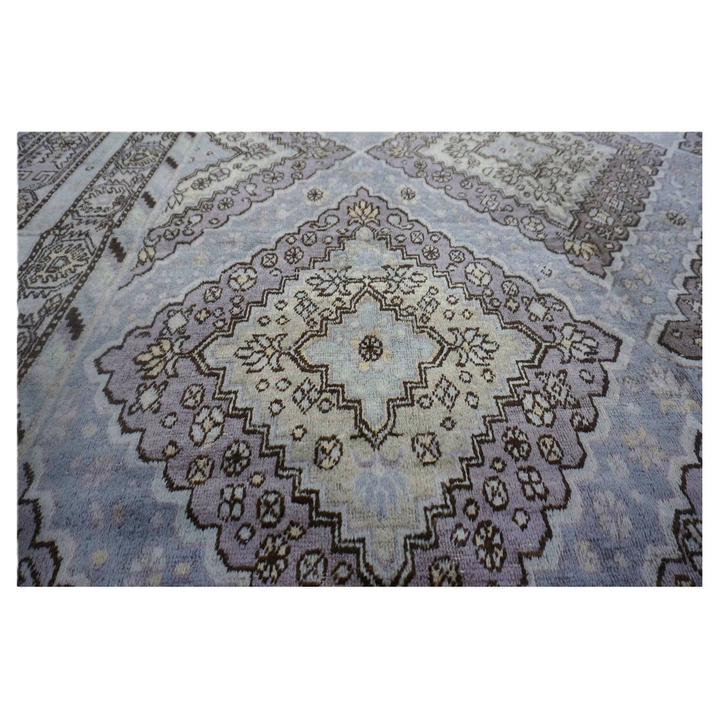 Antique East Turkestani Khotan Wool 9x18 Ivory, Taupe & Brown Handmade Gallery Rug #9902353