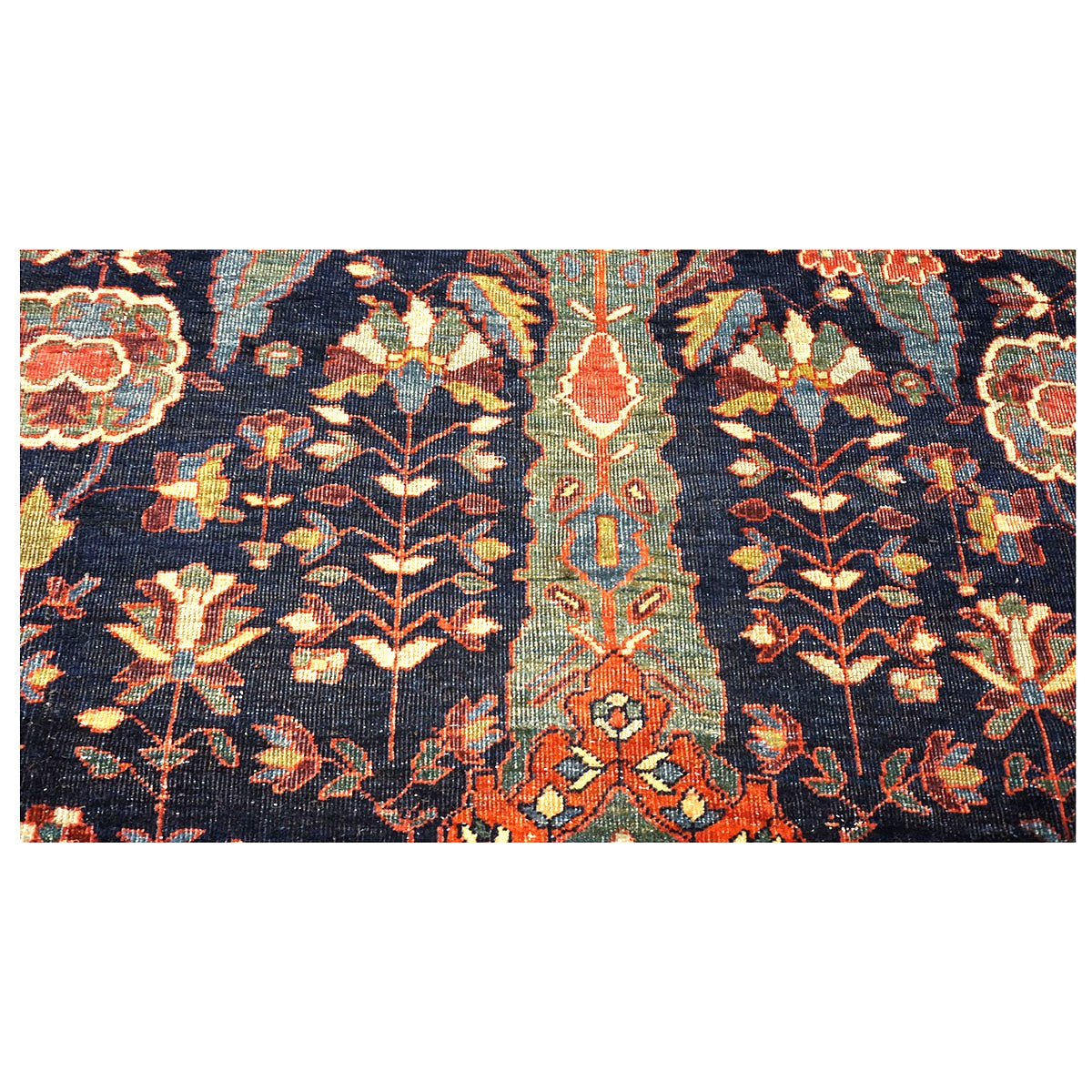 Antique Persian Farahan Wool 9x12 Navy, Ivory & Rust Handmade Area Rug #9902354