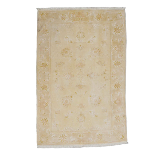 Persian Tabriz Wool & Silk 2x4 Ivory Handmade Throw Rug # 9902360