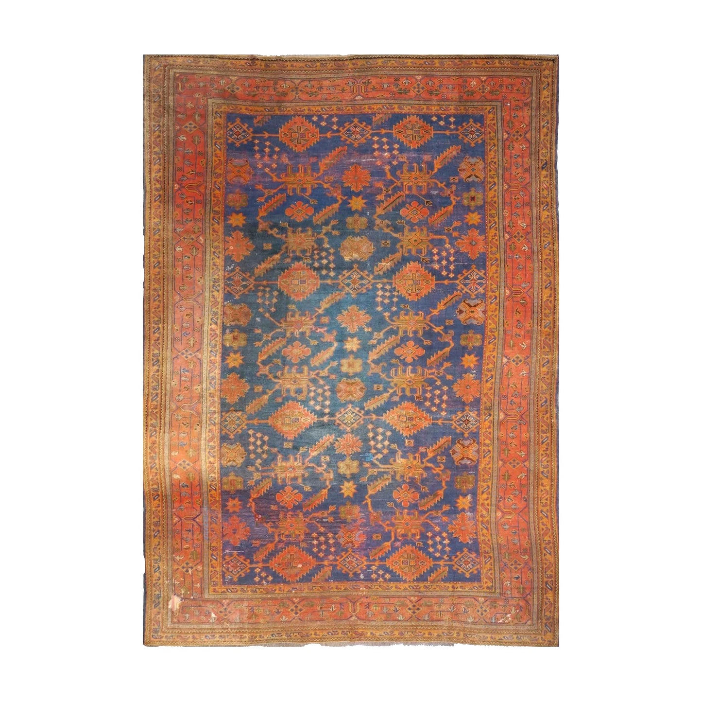 Turkish Oushak Wool 10x14 Orange, Yellow & Blue Handmade Area Rug #9902399