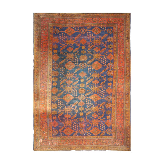 Turkish Oushak Wool 10x14 Orange, Yellow & Blue Handmade Area Rug #9902399