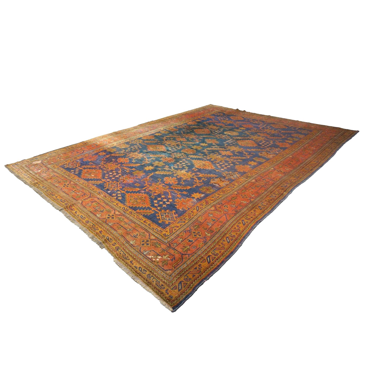 Turkish Oushak Wool 10x14 Orange, Yellow & Blue Handmade Area Rug #9902399