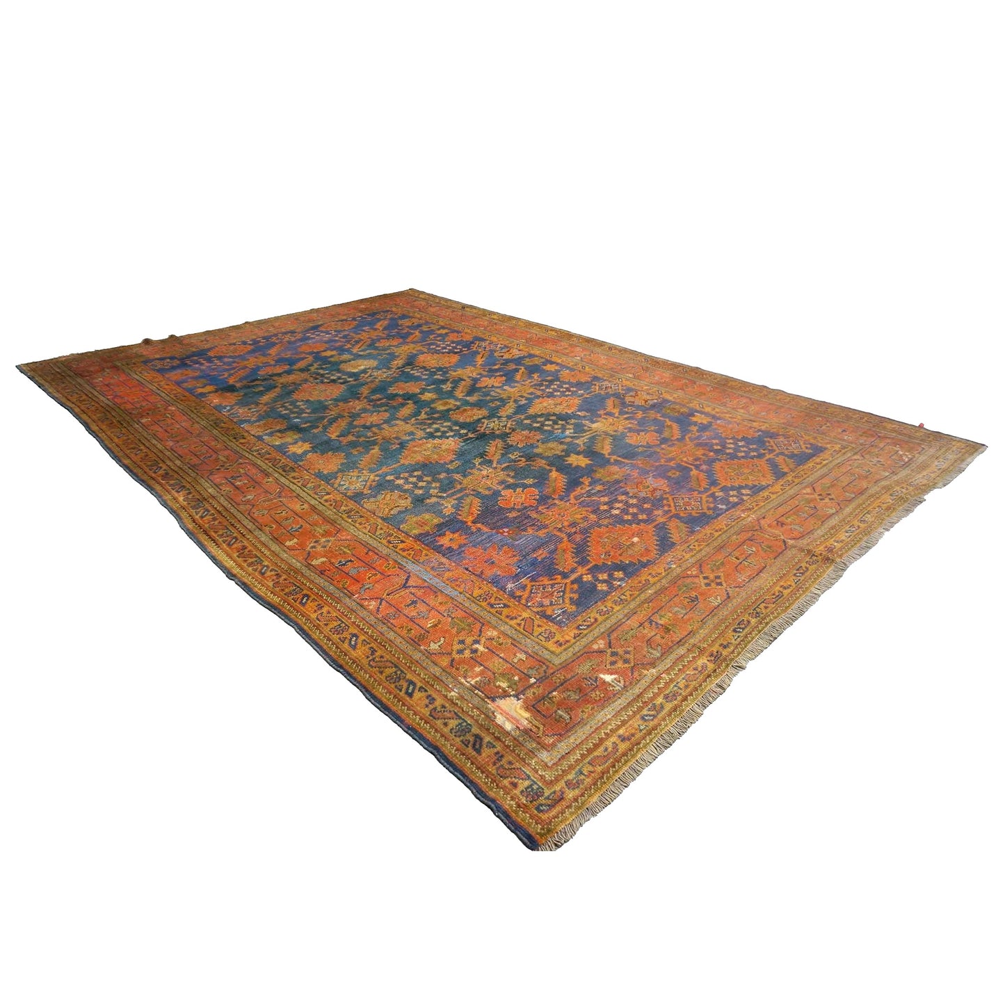 Turkish Oushak Wool 10x14 Orange, Yellow & Blue Handmade Area Rug #9902399