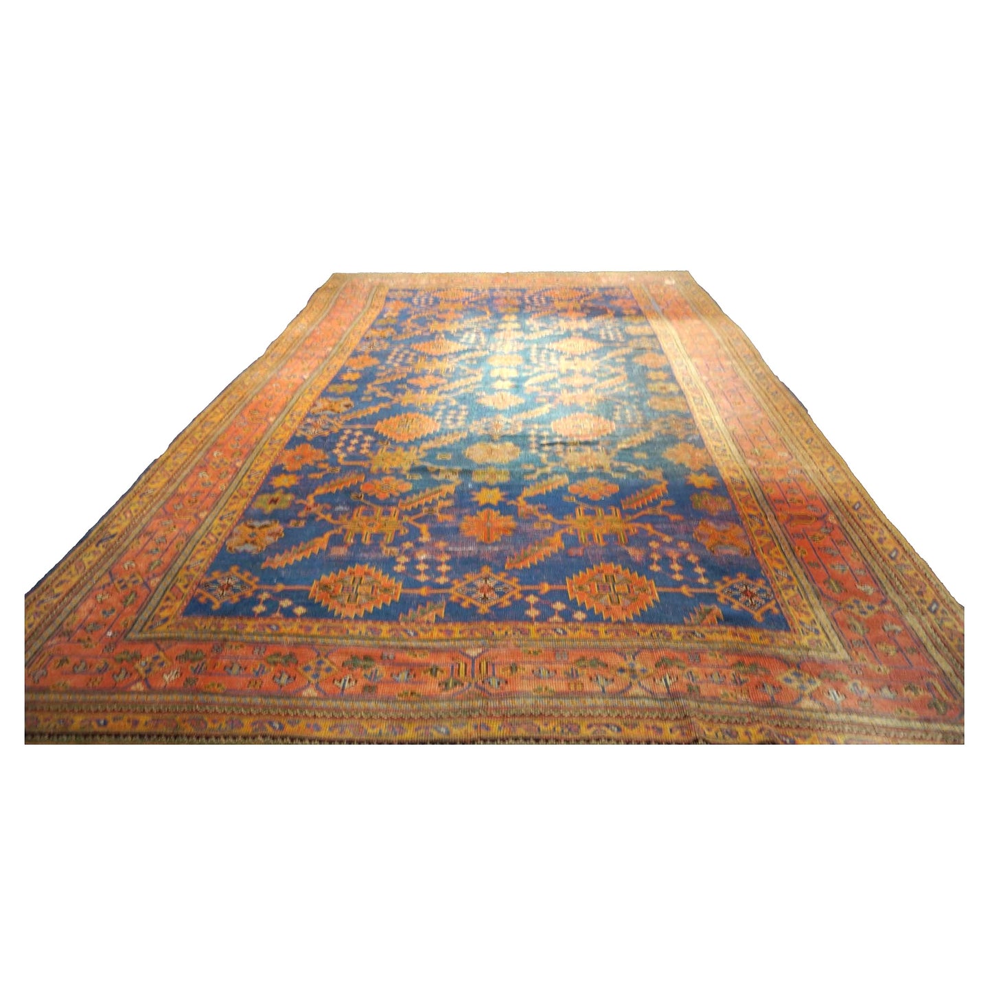 Turkish Oushak Wool 10x14 Orange, Yellow & Blue Handmade Area Rug #9902399