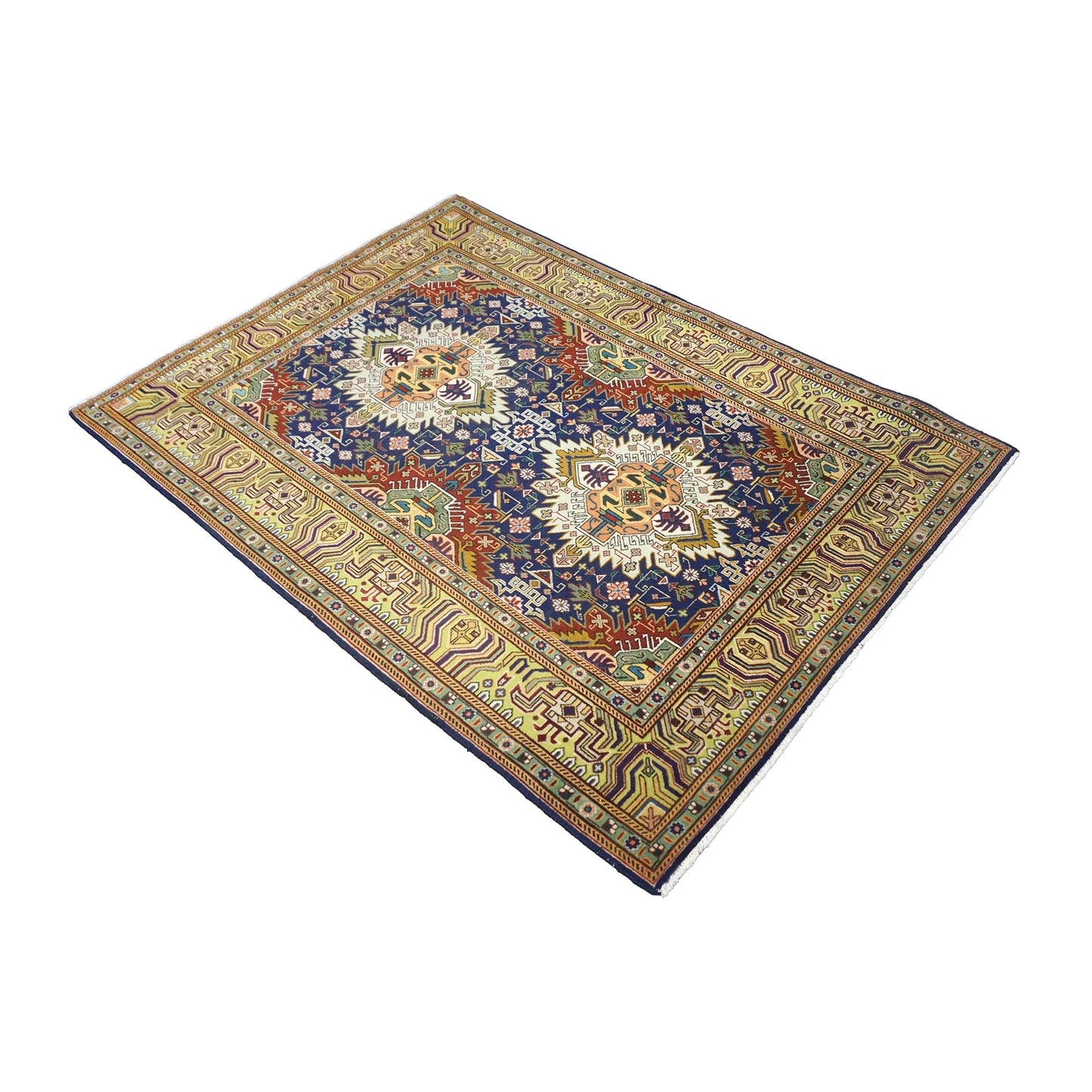 Antique Persian Tabriz Wool 3x5 Navy, Red & Gold Handmade Area Rug #9902406