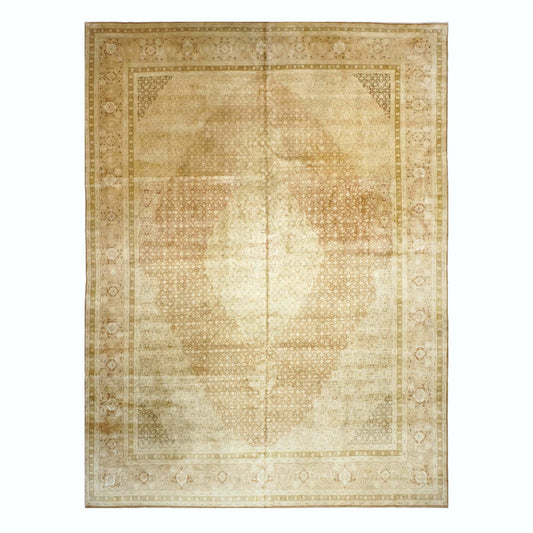 Vintage Persian Tabriz 11X15 Tan, Rust & Olive Handmade Area Rug #9902451