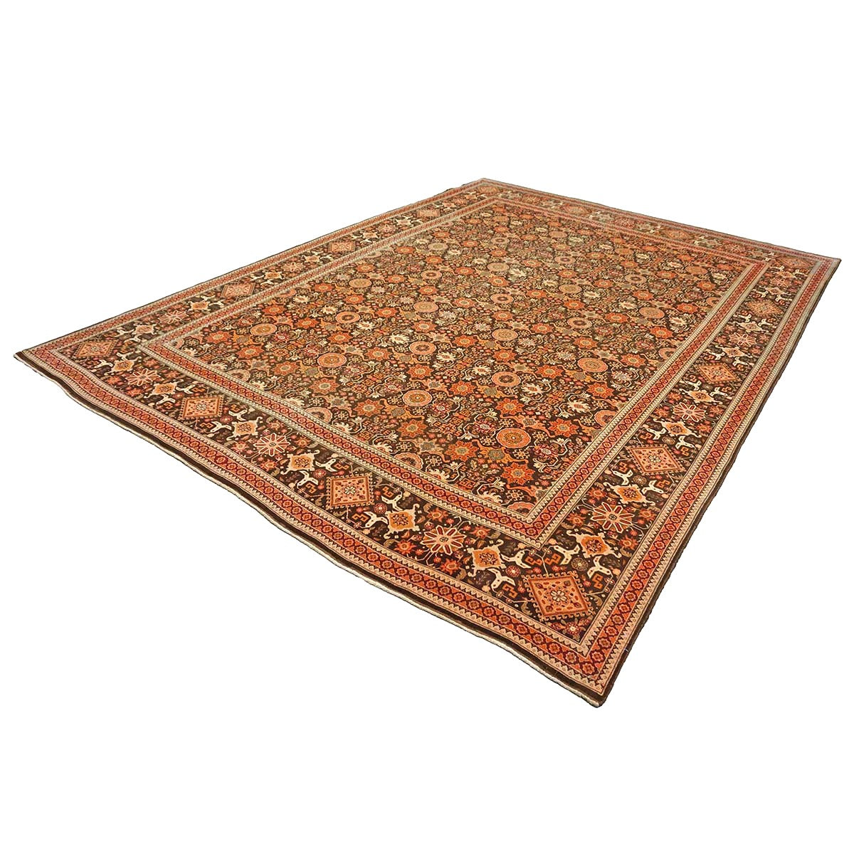 Persian Tabriz Wool 8x11 Orange & Ivory Handmade Area Rug #9902518