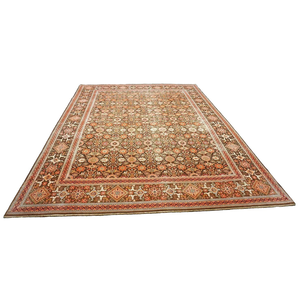 Persian Tabriz Wool 8x11 Orange & Ivory Handmade Area Rug #9902518