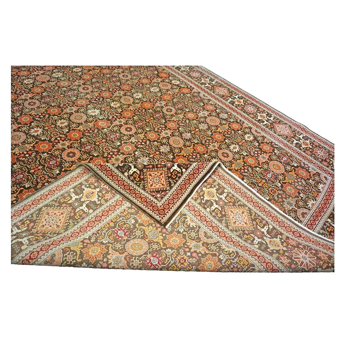 Persian Tabriz Wool 8x11 Orange & Ivory Handmade Area Rug #9902518