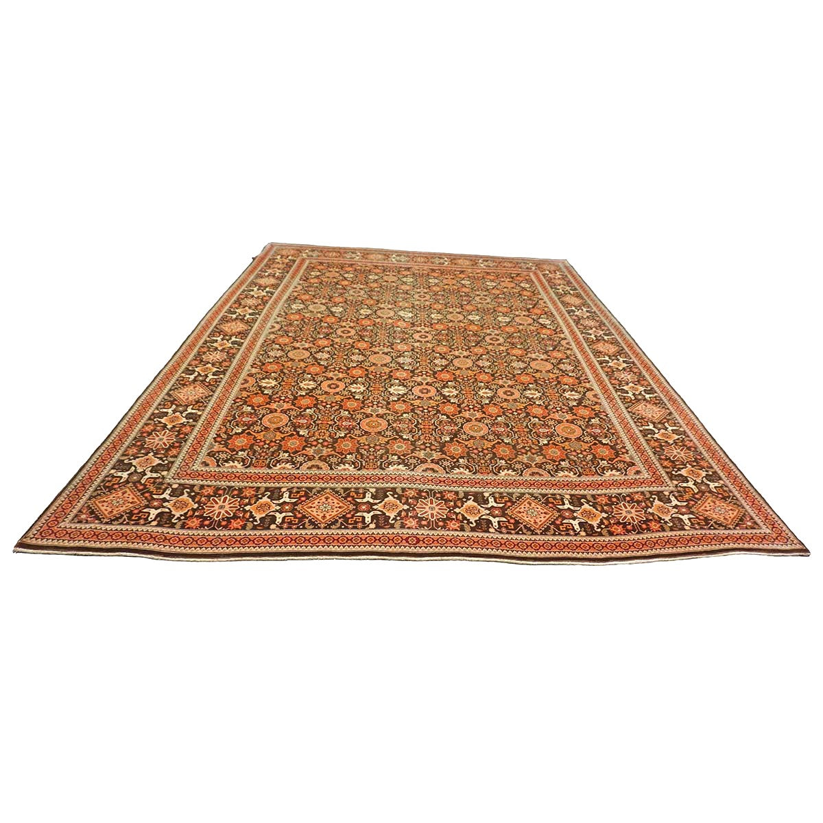 Persian Tabriz Wool 8x11 Orange & Ivory Handmade Area Rug #9902518