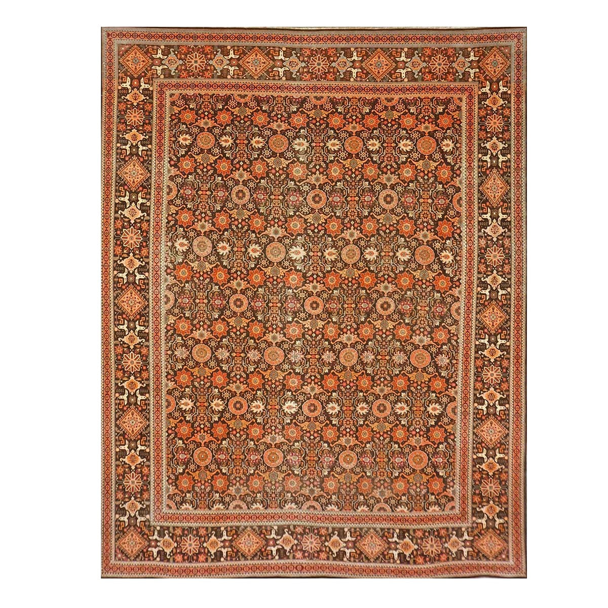 Persian Tabriz Wool 8x11 Orange & Ivory Handmade Area Rug #9902518