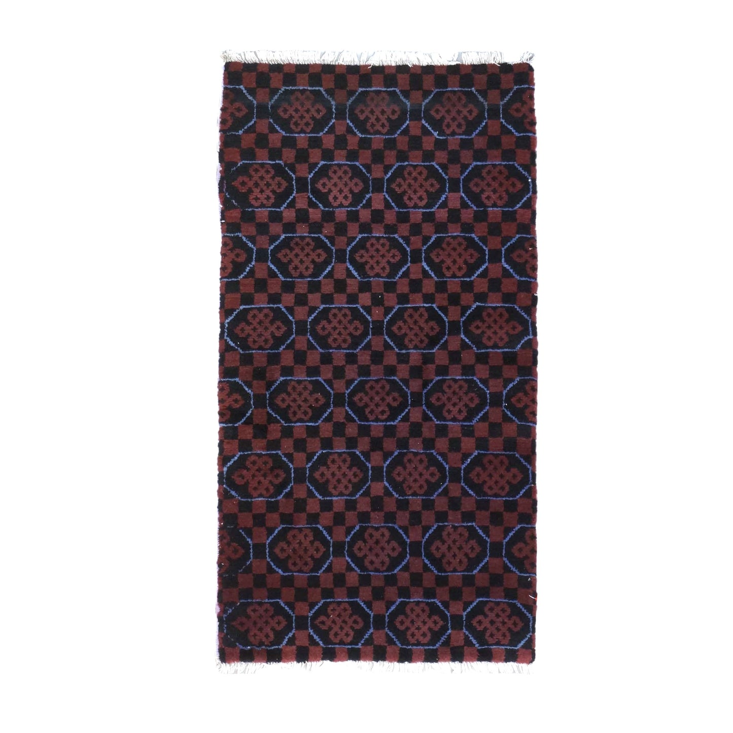 East Turkestani Khotan Wool 3x5 Red & Black Handmade Area Rug # 9902533