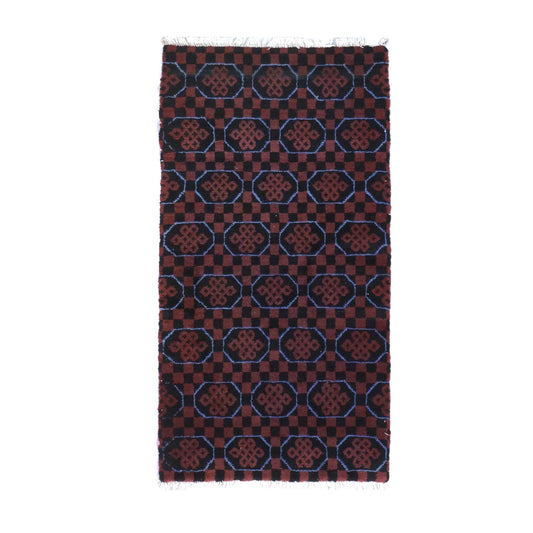 East Turkestani Khotan Wool 3x5 Red & Black Handmade Area Rug # 9902533